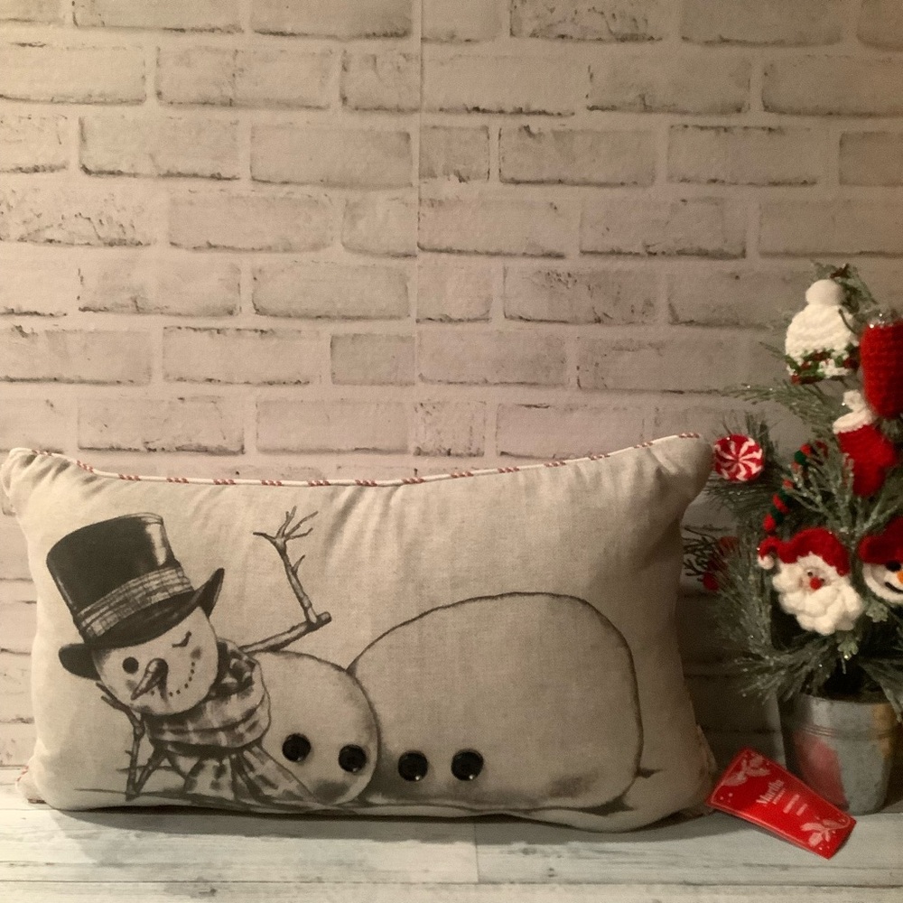 Martha Stewart Chill Snowman Feather Filled Throw Pillow